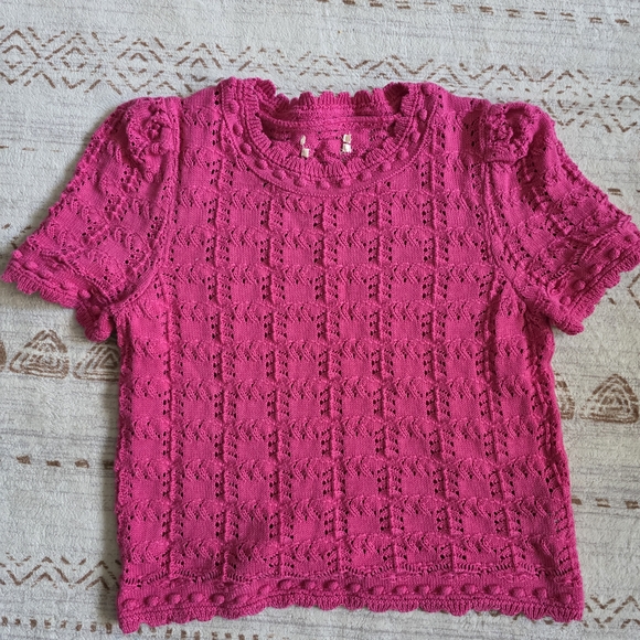Anthropologie Fuchsia Lace Blouse - Picture 2 of 2